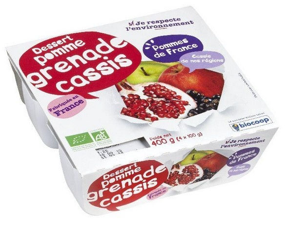 Dessert pomme grenade cassis 4x100g Dessert pomme grenade cassis 4x100g