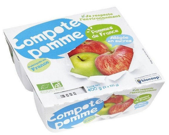 Compote pomme allégée en sucre 4x100g Compote pomme allégée en sucre 4x100g